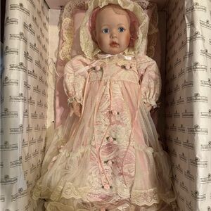Classic Pink Lace Baby Doll with Bonnet